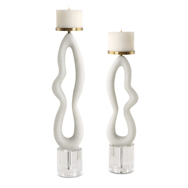 Uttermost Feamelo Ivory Stone Candleholders Set/2