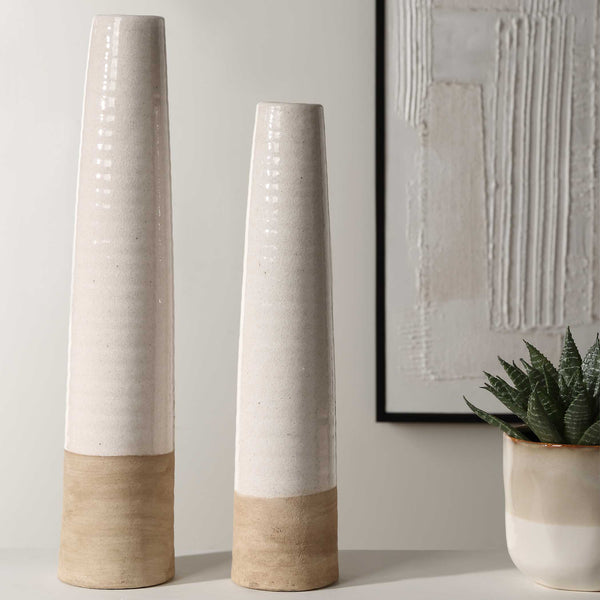 Uttermost Ivory Sands Ceramic Vases Set/2