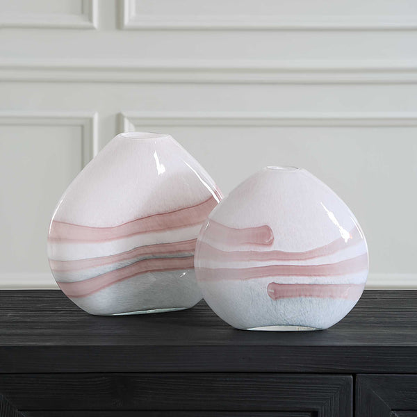 Uttermost Blush Swirl Glass Vases Set/2