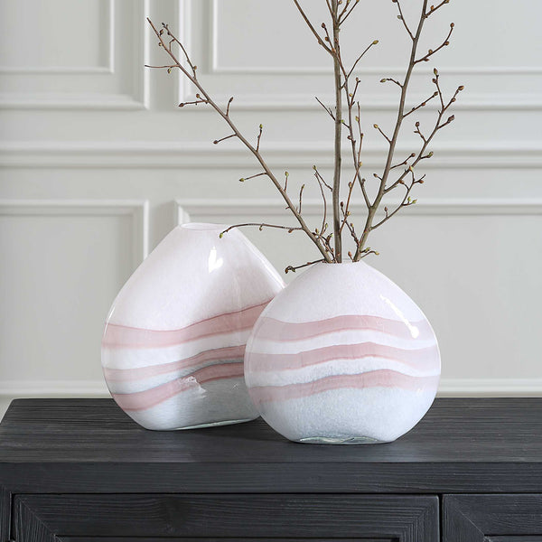 Uttermost Blush Swirl Glass Vases Set/2