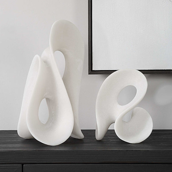Uttermost Silent Wave White Sculptures Set/2