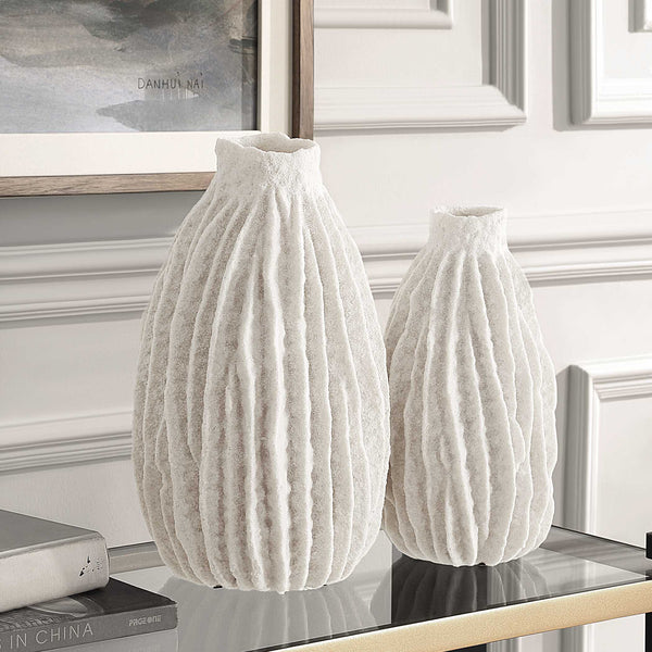 Uttermost Ivory Ridge Vases Set/2