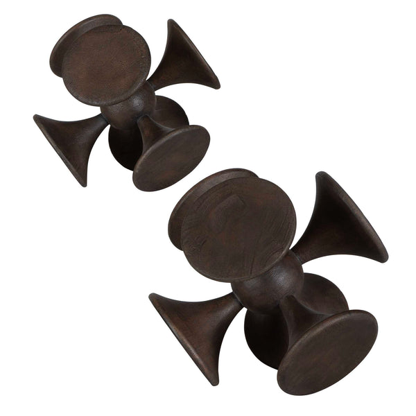 Uttermost Balanced Harmony Dark Wooden Sculptures Set/2