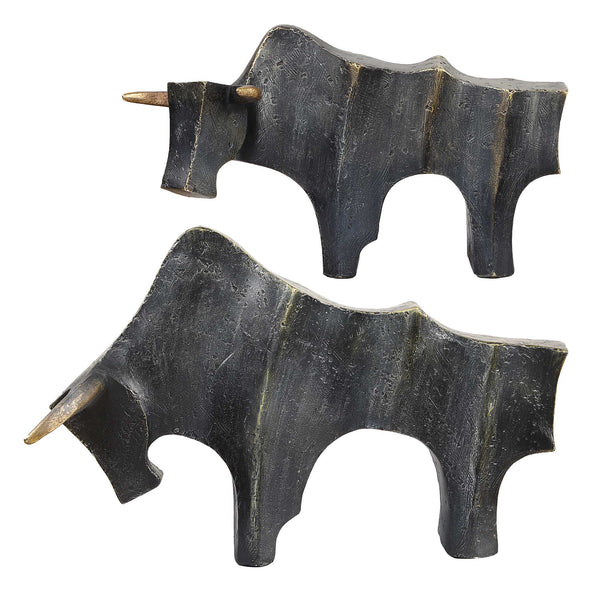 Uttermost Regal Bull Bronze Sculptures Set/2