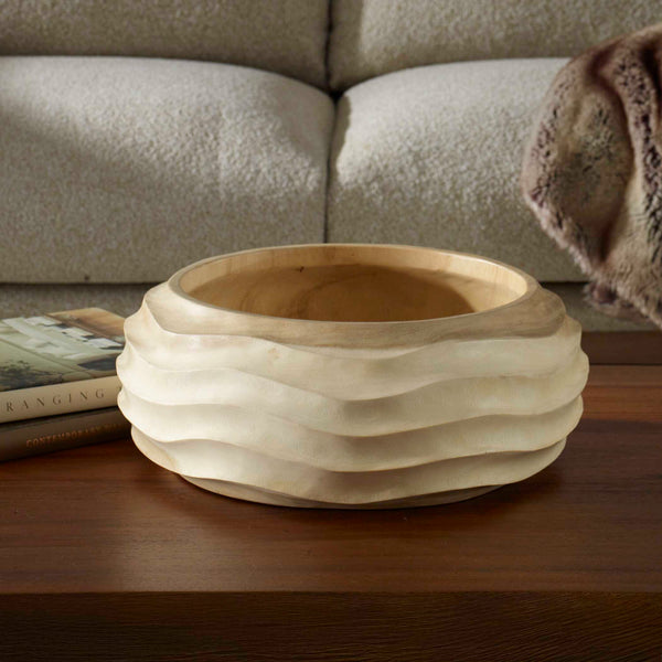 Uttermost Waveform Bleached Wood Bowl