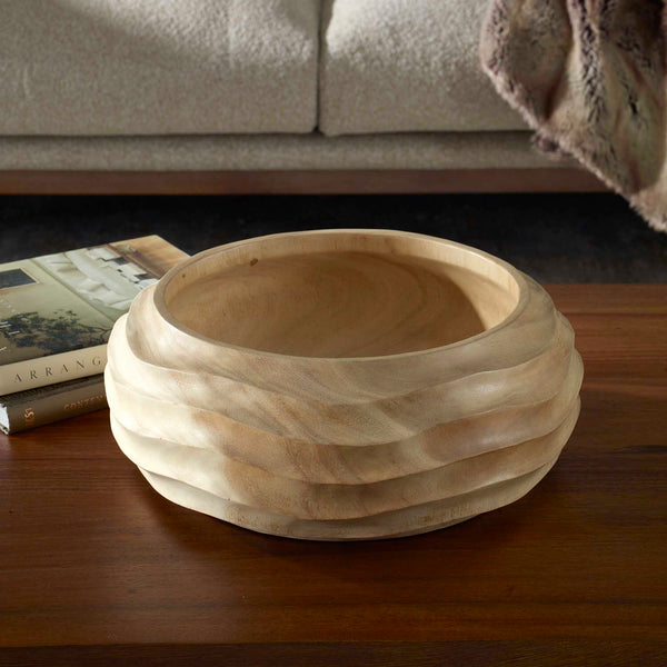 Uttermost Waveform Bleached Wood Bowl