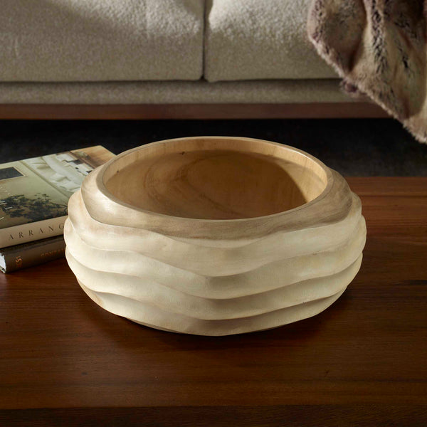 Uttermost Waveform Bleached Wood Bowl