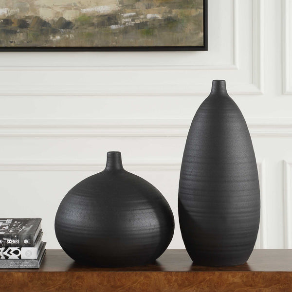 Uttermost Bower Black Vases Set/2