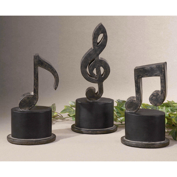 Uttermost Music Notes Metal Figurines, Set/3