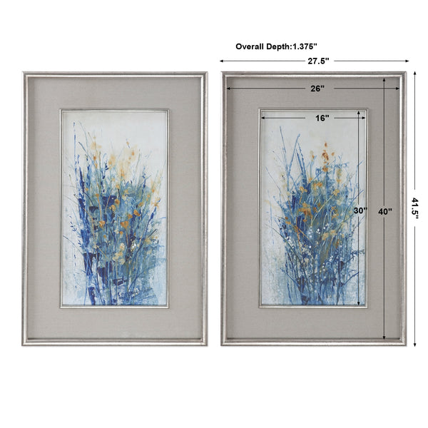 Uttermost Indigo Florals Framed Art S/2