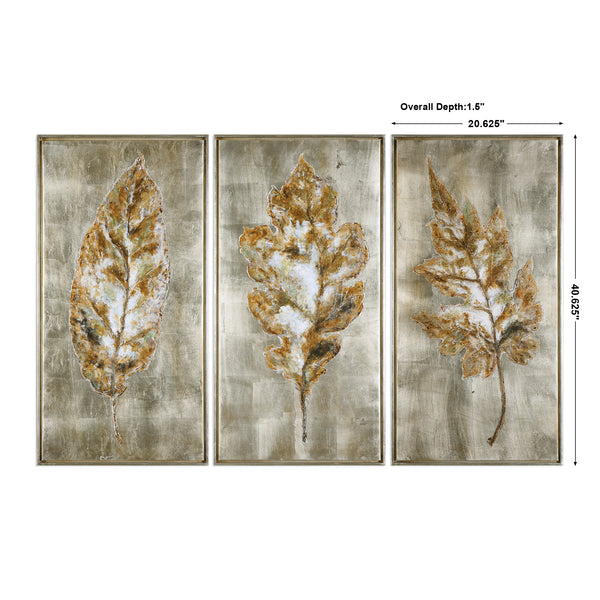 Uttermost Champagne Leaves Modern Art S/3