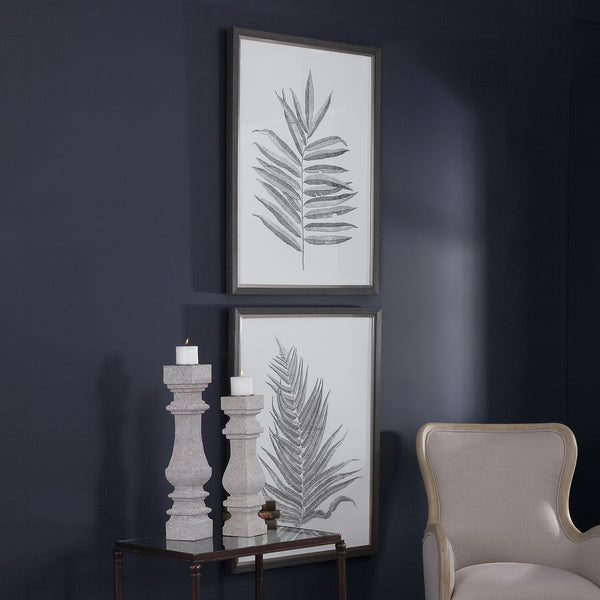 Uttermost Silver Ferns Framed Prints Set/2