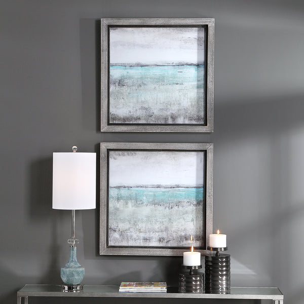 Uttermost Aqua Horizon Framed Prints, Set/2