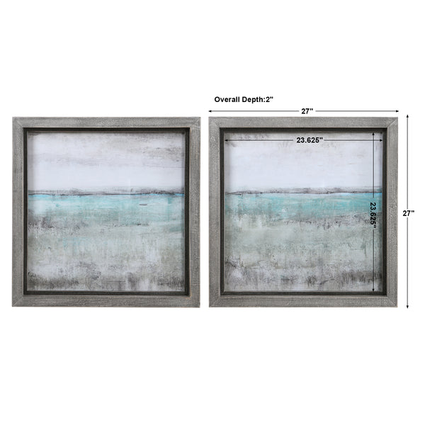 Uttermost Aqua Horizon Framed Prints, Set/2