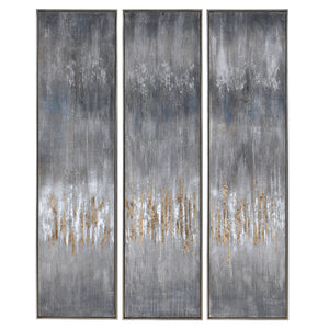 Uttermost Gray Showers Hand Painted Canvases, Set/3