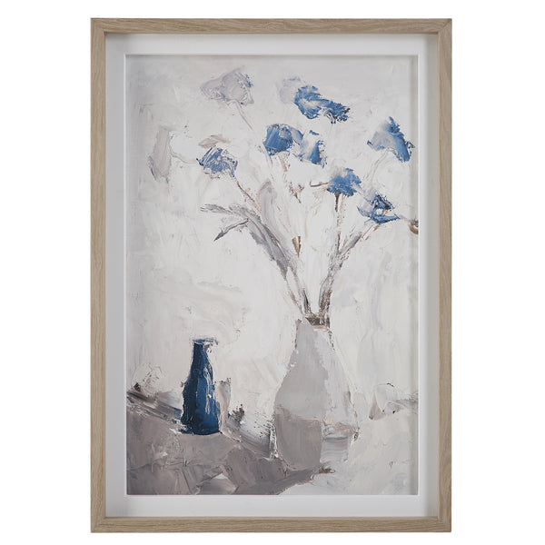 Uttermost Blue Flowers In Vase Framed Print