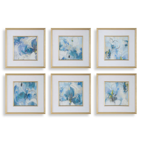 Uttermost Fresh Start Blue Abstract Prints Set/6