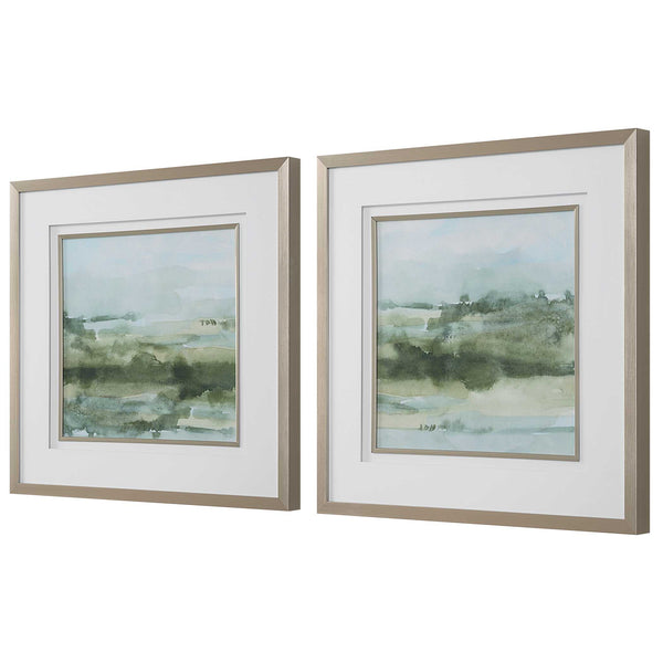 Uttermost Soft Sage Abstract Landscape Prints Set/2