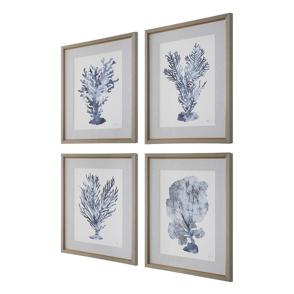 Uttermost Shibori Coral Framed Prints Set/4