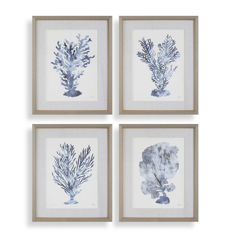 Uttermost Shibori Coral Framed Prints Set/4