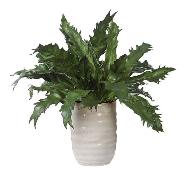 Uttermost Verdure Fern In Glazed Pot