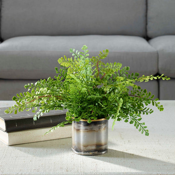 Uttermost Maidenhair Fern In Oxidized Container