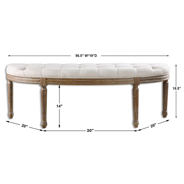 Uttermost Leggett Tufted White Bench