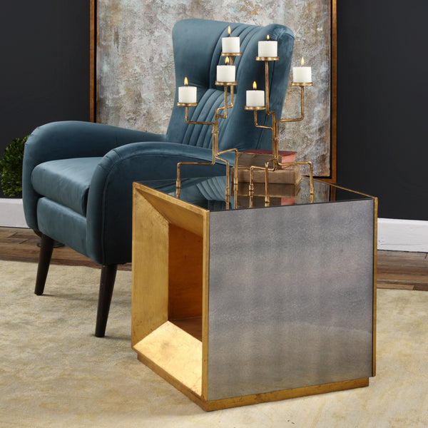 Uttermost Flair Gold Cube Table