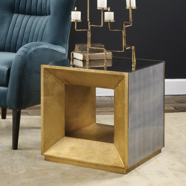 Uttermost Flair Gold Cube Table