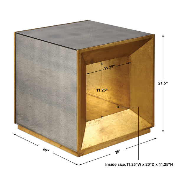 Uttermost Flair Gold Cube Table