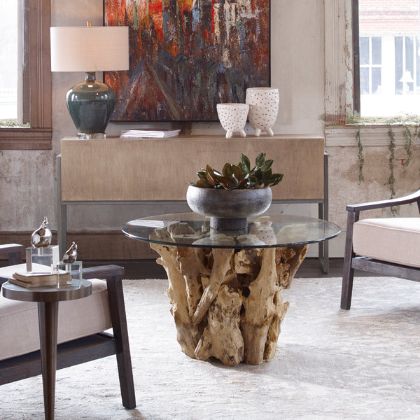 Uttermost Driftwood Glass Top Cocktail Table