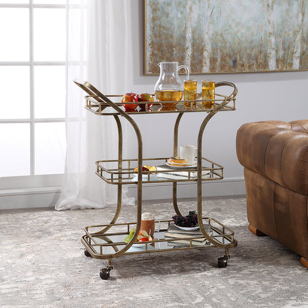 Uttermost Stassi Gold Serving Cart