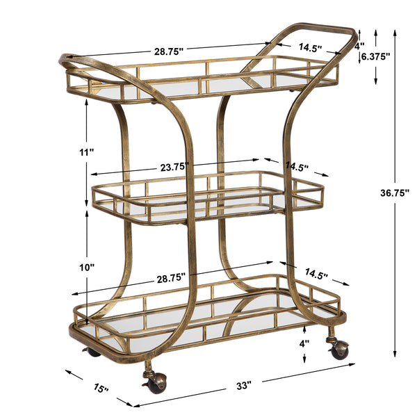 Uttermost Stassi Gold Serving Cart