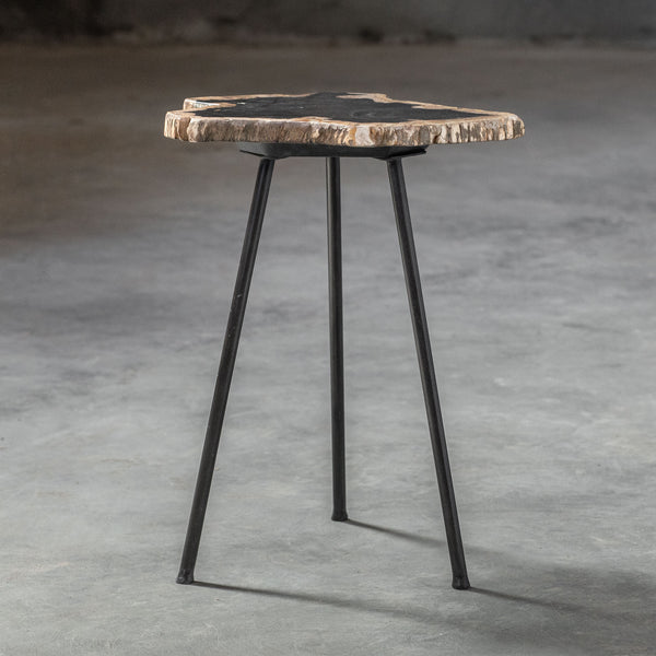 Uttermost Mircea Petrified Wood Accent Table