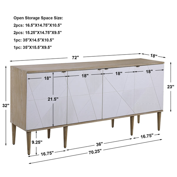 Uttermost Tightrope 4 Door Modern Sideboard Cabinet