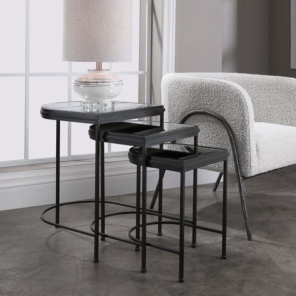 Uttermost India Black Nesting Tables, S/3