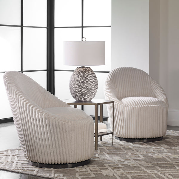 Uttermost Crue White Swivel Chair