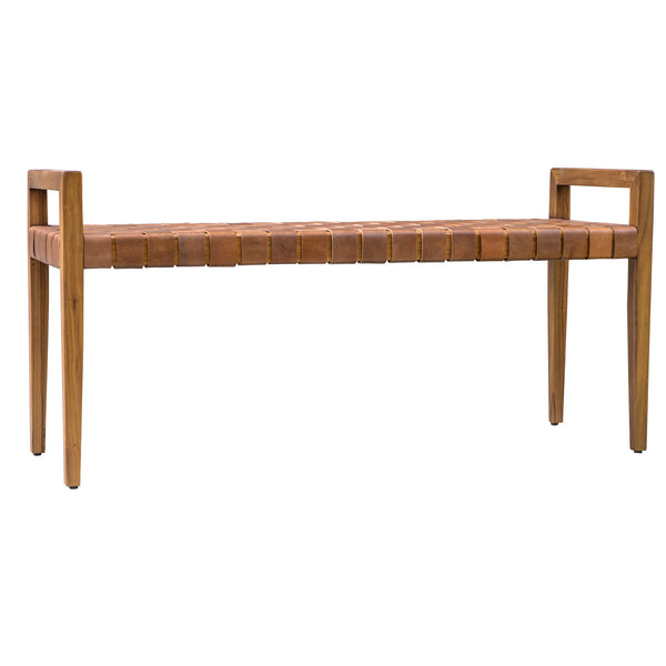 Uttermost Plait Woven Leather Bench