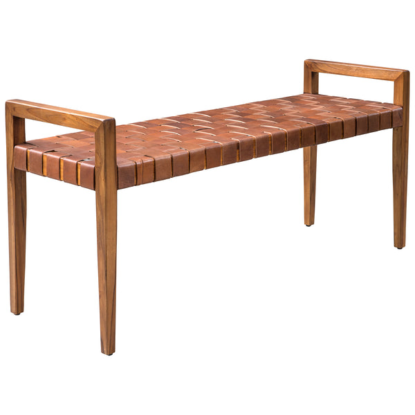 Uttermost Plait Woven Leather Bench