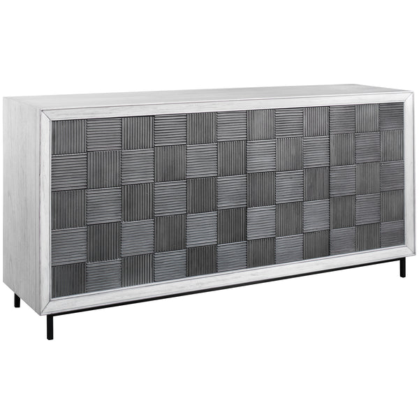 Uttermost Checkerboard 4 Door Gray Cabinet