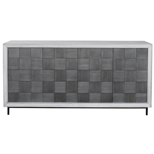 Uttermost Checkerboard 4 Door Gray Cabinet