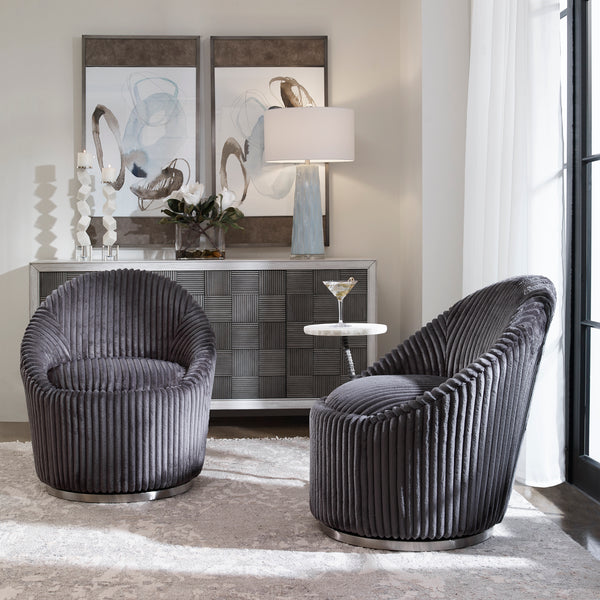 Uttermost Crue Gray Fabric Swivel Chair