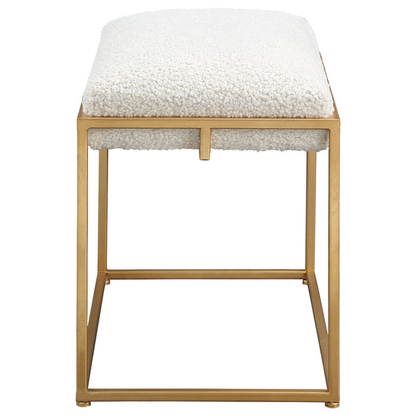 Uttermost Paradox Small Gold & White Shearling Bench