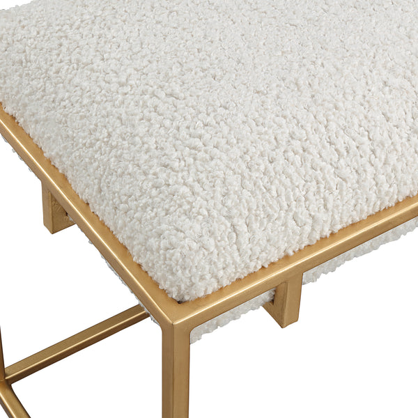 Uttermost Paradox Small Gold & White Shearling Bench