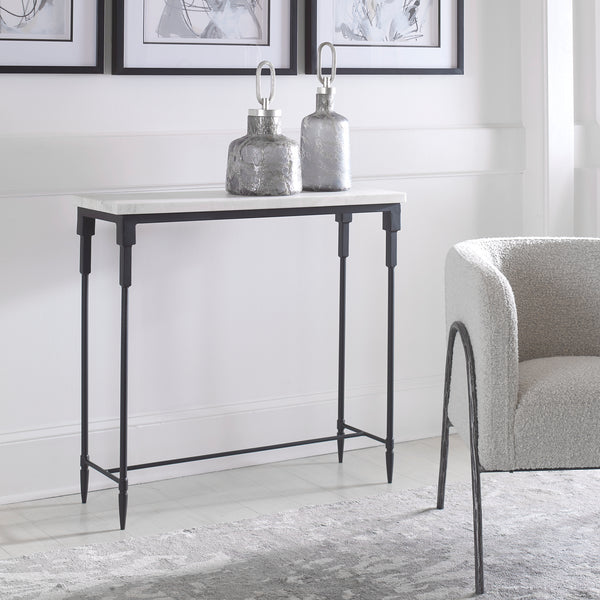 Uttermost Bourges White Marble Console Table