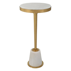 Uttermost Edifice White Marble Drink Table