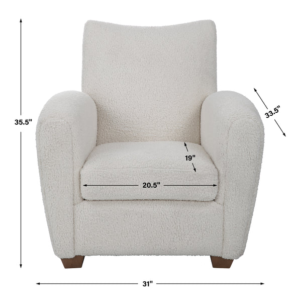 Uttermost Teddy White Shearling Accent Chair