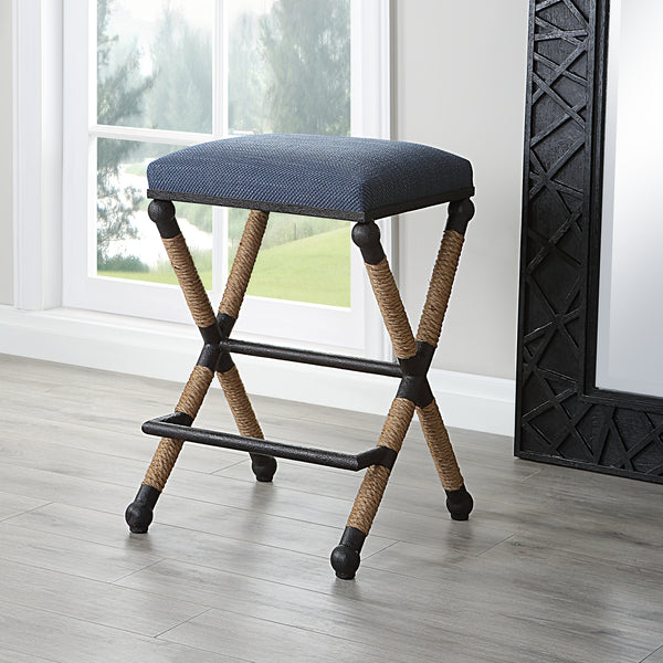 Uttermost Firth Rustic Navy Counter Stool