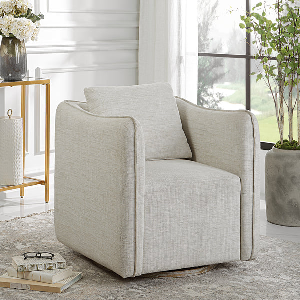 Uttermost Corben White Swivel Armchair