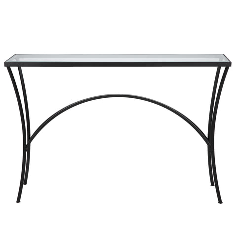 Uttermost Alayna Black Metal & Glass Console Table